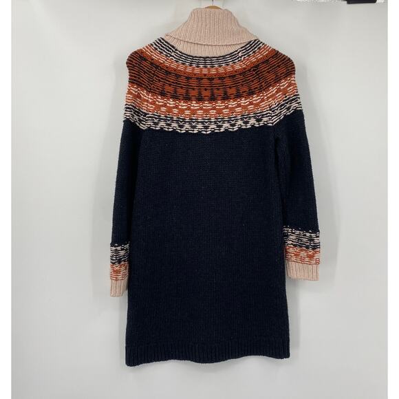 Madewell Turtleneck Sweater Dress Cotton Alpaca Fair Isle Pattern Mini Black XS - Picture 5 of 9